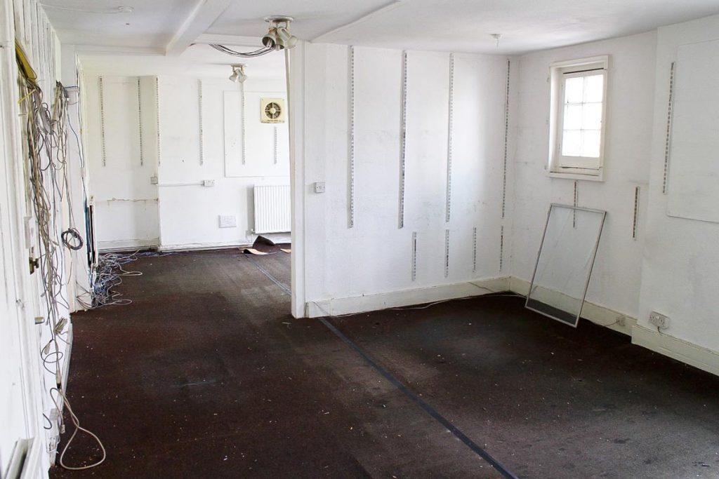 empty hall, stripped bare