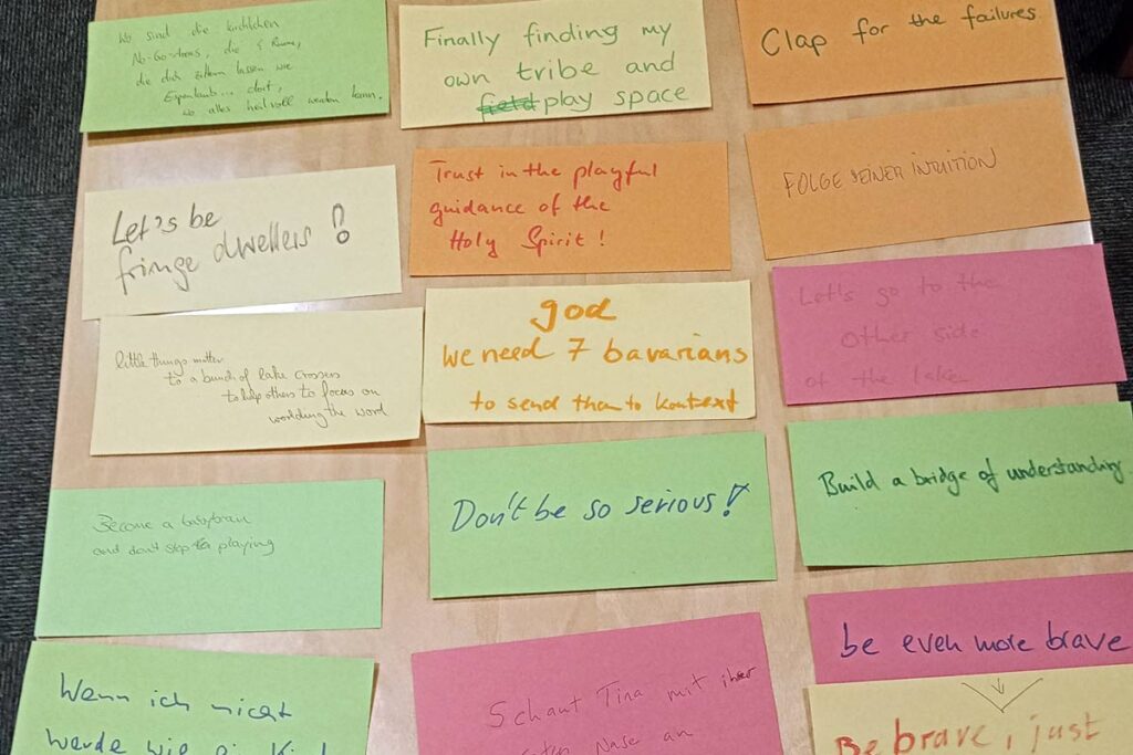 sticky notes arranged on table