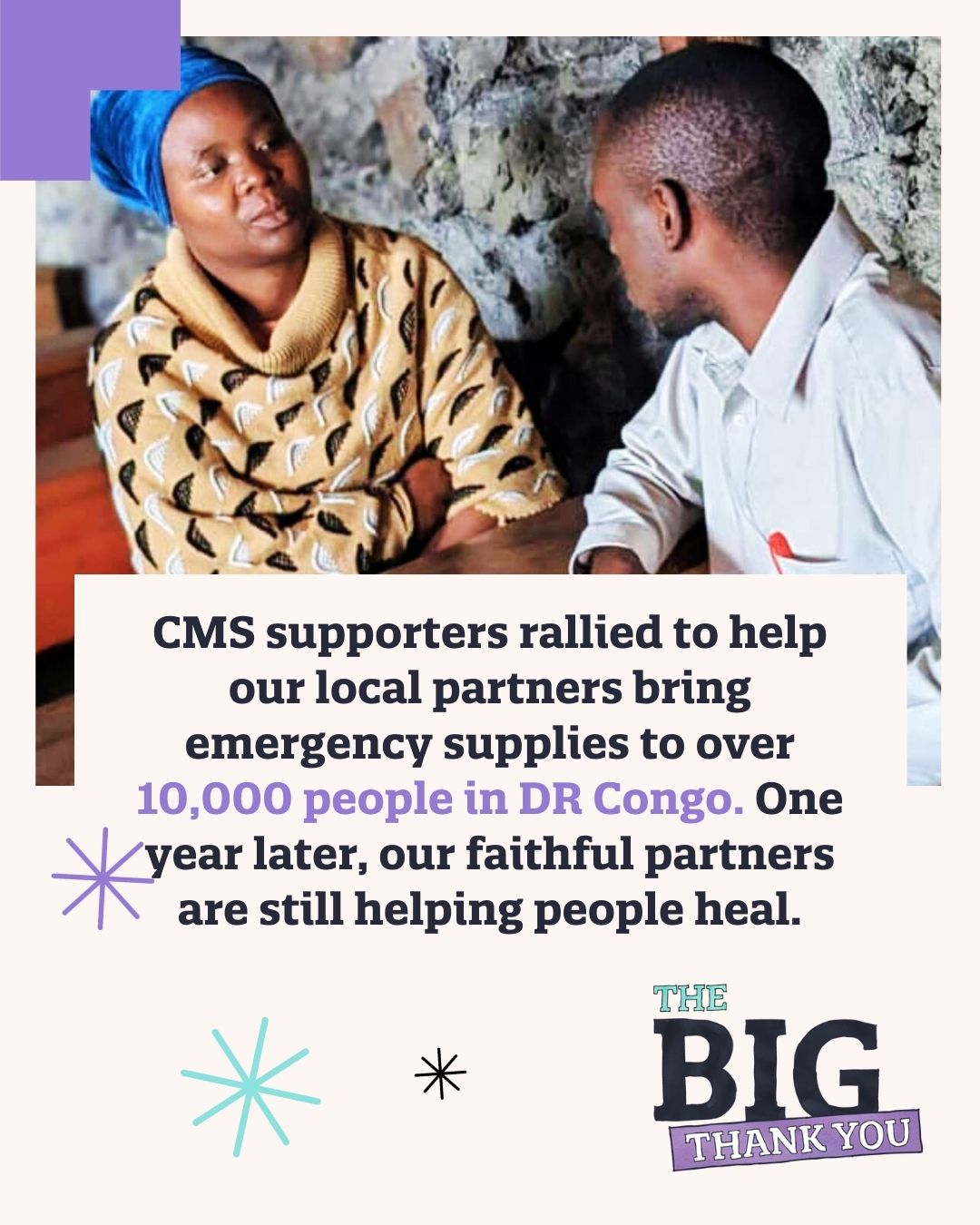CMS supporters rallied to help our local partners bring emergency supplies to over 10,000 people in DR Congo. One year later, our faithful partners are still helping people heal.
