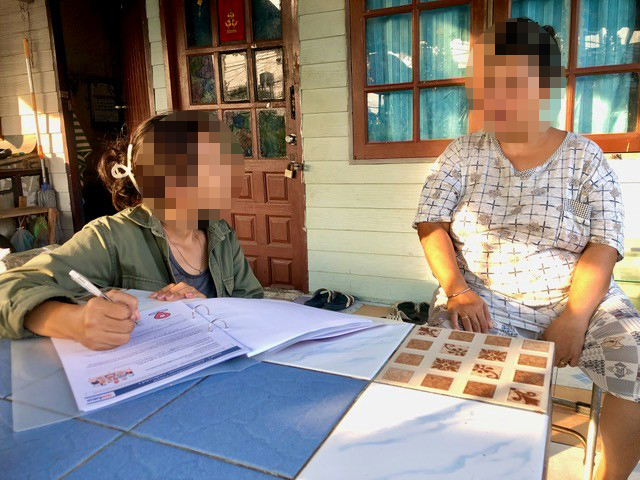 Keeping Families Worker interviews a mother (identity protected)